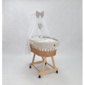 Pleteni krevet sa opremom za bebu - Cvjetovi od pamuka, TOLO