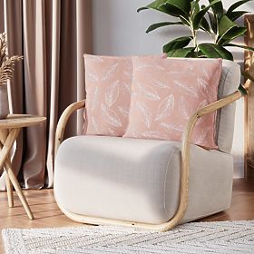 Dekorativna navlaka za jastuk CALM puder ružičasta s biljnim motivom klasični stil baršun 45x45 ame