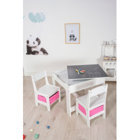 Ourbaby dječji stol sa stolicama s ružičastim kutijama, SENDA