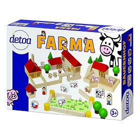 Detoa Drvena građevna igračka Farma 100 dijelova