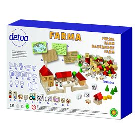 Detoa Drvena građevna igračka Farma 100 dijelova
