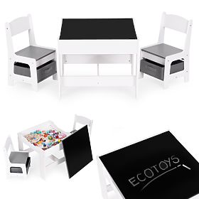 Dječji set namještaja stol + 2 stolice s pločom ECOTOYS