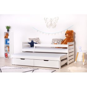 Dječji krevet s dodatnim ležajem i zaštitnom ogradicom Praktik - Bijeli