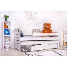 Dječji krevet sa pomoćnim ležajem i ogradom Praktik - bijeli