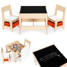 Dječji set namještaja stol + 2 stolice s pločom ECOTOYS
