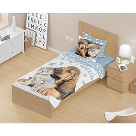 Dječja posteljina 140x200 cm + 70x90 cm Psić i mačić, Faro