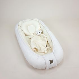 Dječje gnijezdo Teddy od muslina i ovčje vune - ecru