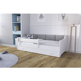 Dječji krevet ERYK sa ladicom i zaštitom 160x80 sivi panel