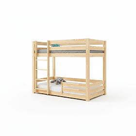 Dječji krevet na kat Mila Classic s ogradom - prirodni, ADEKO®