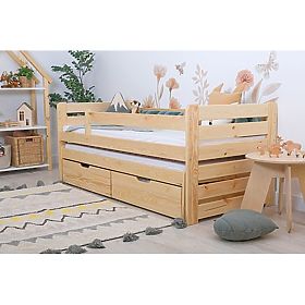 Dječji krevet s dodatnim ležajem i zaštitom Praktik - prirodni (2), Ourbaby®