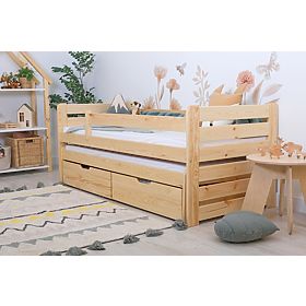 Dječji krevet s pomoćnim ležajem Praktik Modern - prirodni, Ourbaby®