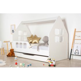 Krevet u obliku kuće Woody 160 x 80 cm - bijeli, Wooden Toys