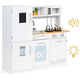 Drvena kuhinja za djecu LED svjetlo + lonci ECOTOYS