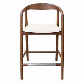 Drvena barska stolica Ludvika 2.0, zaobljena, orah/krem