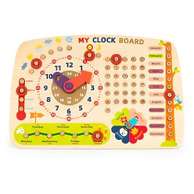 Drvena manipulativna ploča za djecu kalendar satovi ECOTOYS