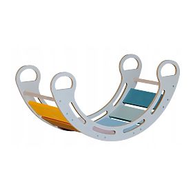 Drvena Montessori ljuljačka - bijela s raznobojnim prečkama, Ourbaby®