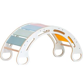 Drvena Montessori ljuljačka - bijela s raznobojnim prečkama, Ourbaby®