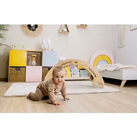 Drvena Montessori ljuljačka - prirodna s raznobojnim prečkama, Ourbaby®