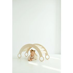 Drvena Montessori ljuljačka s toboganom/ljestvama L - prirodna