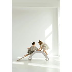 Drvena Montessori ljuljačka s toboganom/ljestvama M - bijela