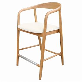 Drveni barski stolac Ludvika 2.0, zaobljen, prirodni/krem