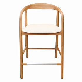 Drveni barski stolac Ludvika 2.0, zaobljen, prirodni/krem