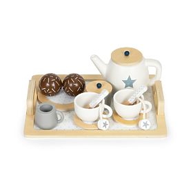 Drveni set za čaj s čajnikom i šalicama, 17 elemenata ECOTOYS, EcoToys