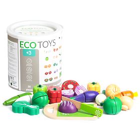 Drveno povrće za rezanje za djecu 20 komada ECOTOYS