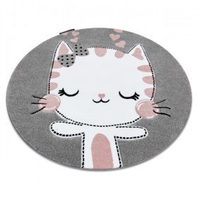 Okrugli tepih PETIT - Mačka - siva