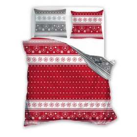 Crveno-siva Božićna posteljina 140x200cm + 70x90cm, Faro