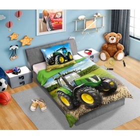 Dječja posteljina 140x200 cm + 70x90 cm Zeleni traktor, Faro