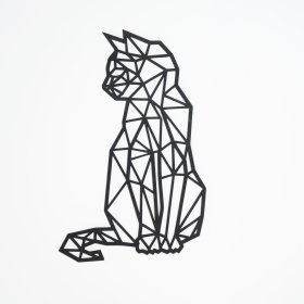 Drvena geometrijska slika - Mačka - različite boje