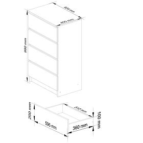 KOMODA K 60 cm 4 LADICE PK BIJELA