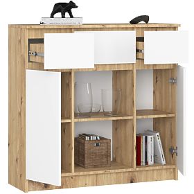 KOMODA K100 2D 3SZ 1P PK HRAST ARTISAN / BIJELA