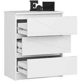 KOMODA K60 3 LADICE CLP PK BIJELI SJAJ