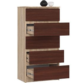 KOMODA K60 5 LADICA CLP PK HRAST SONOMA / WENGE