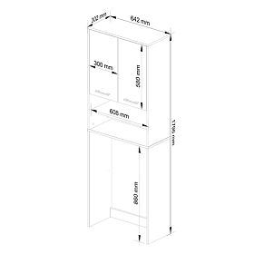 Kupaonski ormarić FIN iznad perilice - bijelo-grafitno siva - 2 vrata