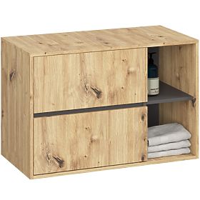 KUPAONSKI ORMARIĆ ISPOD UMIVAONIKA S OTVORIMA VAMI W90 UM 2SZ 2P HRAST ARTISAN / GRAFITNO SIVA