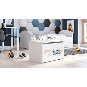 Kutija za igračke Daria bijela s tiskom Avion