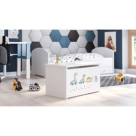 Kutija za igračke Daria bijela s tiskom Dinosauri