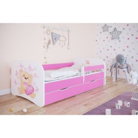Dječji krevet s ogradom Ourbaby - Medo - ružičasti