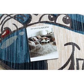 Moderan dječji tepih TOYS 75320 AVION, 3D efekt, nepravilnog oblika, plava, tirkizna, krem, F.H.Kabis