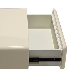 Noćni ormarić s ladicom Blush, krem bijeli, sjajni, lučni oblik