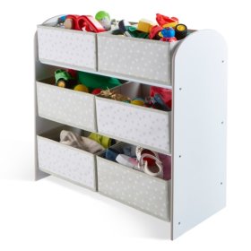 Organizator za igračke sa sivim i bijelim kutijama