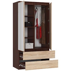 ORMAR S 90 cm 2 VRATA 2 LADICE 2 OGLEDALA PK WENGE / SONOMA