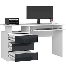 PISAĆI STOL CLP 135cm PK BIJELI / GRAFIT VISOKI SJAJ