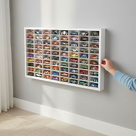 Polica za autiće Hot Wheels - bijela, 80 mjesta