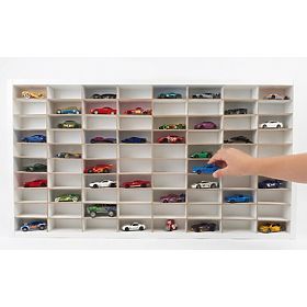Polica za autiće Hot Wheels - bijela, 80 mjesta