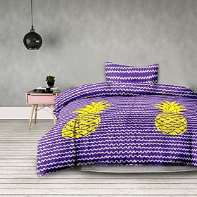 Posteljina BASIC - AMELIAHOME ljubičasta boja tiskani motiv moderni stil 155x220*2+80x80
