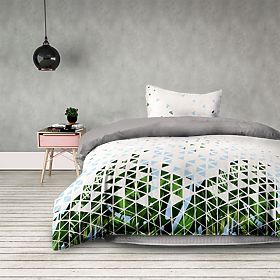 Posteljina BASIC zelena boja s tiskanim biljnim motivom modernog stila 155x220*2+80x80*2 AmeliaHome